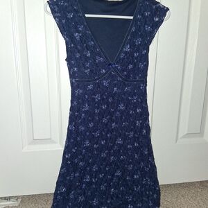 No Boundaries Navy Floral Lace Mini Dress